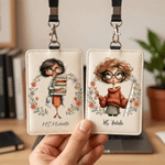 Personalized Cartoon Teacher Character PU Leather Card Holder with Text Back to School Teacher's Day Appreciation Gift for Teachers