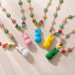 Personalized Cute Bunny Flower Colorful Name Necklace Friendship Jewelry Daily Wear Birthday Gift for Friends Besties
