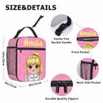 Personlig isolert matpakkebag med tegneseriefigur for barn, med navn – perfekt til hverdagsbruk, skolebruk og bursdagsgave til barn og elever