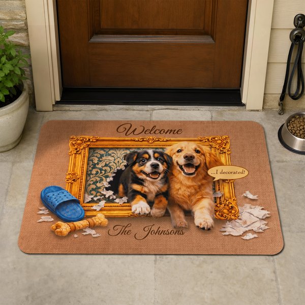 Personalized Pet Photo Non-Slip Door Mat with Title and Name Entryway Home Decor Housewarming Gift for Pet Owner Lover