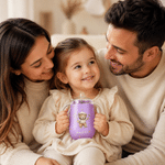Personlig, flerfärgad sport-nalle i form av en 10 oz-termosmugg med dubbla handtag och namn – perfekt som present till babyshower eller födelsedag för spädbarn