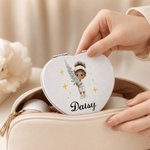 Personalised Birthstone Birth Flower Cartoon Girl Compact Heart Round Square Makeup Mirror with Name Portable Birthday Wedding Party Gift for Women