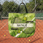 Personalised Tennis Racket Ball Large Capacity Tote Bag with Name Tennis Match Birthday Gift for Tennis Lovers Players