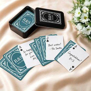 Personalised Floral Frame Initial Date Memorable Playing Card with Box Wedding Anniversary Gift for Couple Newlyweds