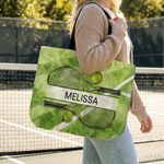 Personalised Tennis Racket Ball Large Capacity Tote Bag with Name Tennis Match Birthday Gift for Tennis Lovers Players