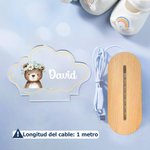 Luz nocturna LED personalizada de acrílico en forma de nube con nombre y animales decoración infantil regalo de cumpleaños para recién nacidos y niños