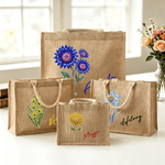 Personalisierte, farbenfrohe Jute-Tragetasche mit Geburtsstein und Geburtsblume, groß, mit Namen – unverzichtbar für den Alltag und auf Reisen, ein Geburtstagsgeschenk für Frauen und Mädchen