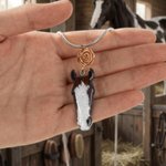 Personalised Hand-Drawn Horse or Mule Face Photo Necklace with Decoration Dainty Jewellery Birthday Anniversary Gift for Horse Lovers