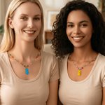 Personalized Cute Bunny Flower Colorful Name Necklace Friendship Jewelry Daily Wear Birthday Gift for Friends Besties