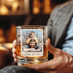 Personalized Fist Bump Photo 10 oz Rock Whiskey Glass with Text Name and Title Father's Day Birthday Gift for Dad Grandfather