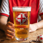 Personalised 2026 World Cup Themed 16 oz Beer Glass with Text Bar Party Game Father's Day Birthday Gift for Soccer Loving Dads