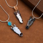 Personalised Hand-Drawn Horse or Mule Face Photo Necklace with Decoration Dainty Jewellery Birthday Anniversary Gift for Horse Lovers