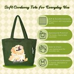 Borsa shopper personalizzata in velluto a coste con foto di animale ad acquerello e nome, capiente - Regalo di compleanno per amanti di animali