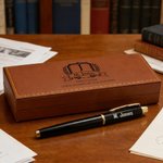 Stylo noir personnalisé avec nom - Boîte au choix avec initiale et nom - Cadeau de remerciement pour professeurs collègues