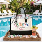 Personalized Mahjong Theme Portable Makeup Bag Large Tote Bag Set with Text Travel Essential Birthday Mahjong Club Gift for Mahjong Lovers