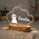 Luz nocturna LED personalizada de acrílico en forma de nube con nombre y animales decoración infantil regalo de cumpleaños para recién nacidos y niños