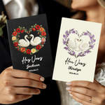 Personalised Heart-Shaped Birth Flower Swan Wedding Vow Books with Name and Date Bridal Shower Party Wedding Gift for Newlyweds