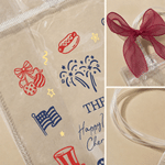 Personalized Lady Liberty Transparent Gift Bag with Text 4th of July Independence Day Party Gift for Family Friends