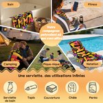 Serviette de plage personnalisée avec nom de style graffiti - Cadeau d'anniversaire voyage sport pour les enfants et la famille