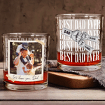 Personalized Fist Bump Photo 10 oz Rock Whiskey Glass with Text Name and Title Father's Day Birthday Gift for Dad Grandfather