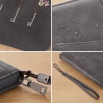 Personalized 1-5 Birth Flowers Title Names Portable PU Leather Passport Holder Wallet with Wristband Travel Essential Birthday Gift for Woman Mom