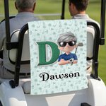 Personalised Cartoon Character Soft Golf Towel with Name Initial and Carabiner Daily Use Birthday Father's Day for Golfer Dad Family