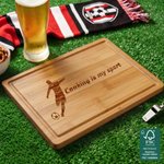 Personalised Engraved Soccer Silhouette Bamboo Chopping Board with Juice Groove Soccer Party Anniversary Gift for Family Soccer Lovers