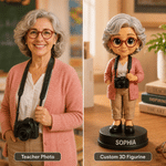 Personalized 3D Photo Figurine Ornament with Base and Text Desk Decoration Birthday Gift for Teacher New Student