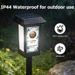 Lámpara solar impermeable de jardín con foto personalizada de un cardenal y un arreglo floral, con nombre y año; decoración para jardín, patio o cementerio; regalo conmemorativo para la familia
