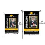 Personlig klass av 2026 Graduation Photo Garden Flag med skolnamn och år Graduation Party Decoration Favor för akademiker