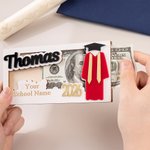 Henkilökohtainen valmistumis puku Grad Cap Design puinen rahan haltija nimi ja vuosi Valmistuminen lahja valmistuneille