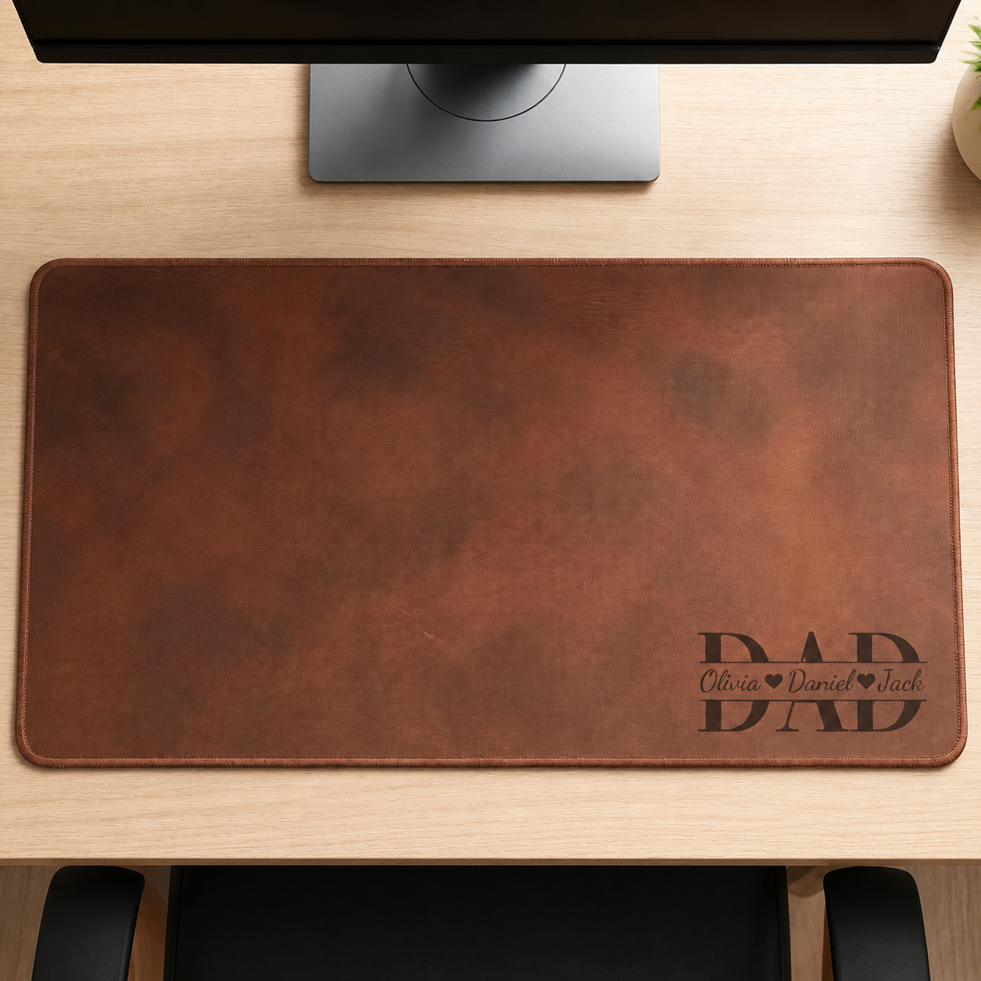 Personalisiertes, mehrfarbiges, rutschfestes Mauspad „I Love My Papa“ mit Titel und 1–8 Namen – Geburtstags- und Vatertagsgeschenk für Papa oder Ehemann