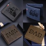 Gepersonaliseerde Leren Portemonnee met Meerdere Kaartgleuven en Gegraveerde 1-12 Namen Vaderdag Verjaardagscadeau voor Papa Opa