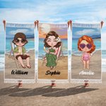 Spersonalizowany ręcznik plażowy z motywem wakacyjnym i postaciami z kreskówek, w dużym rozmiarze, szybkoschnący, z frędzlami i imieniem – idealny prezent na letnie wakacje, imprezę urodzinową dla rod