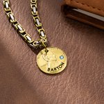 Personalised Lincoln Luck Coin Inspired Birthstone Necklace with Engraved Name Dainty Jewellery Birthday Anniversary Gift for Him Her