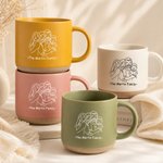 Personalisierte 355 ml Keramiktasse mit Familienfoto im Line-Art und Text für Alltag zum Kaffeetrinken Geburtstag Geschenk für Familie Freunde