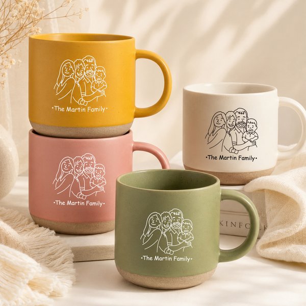 Personlig Line Art fotoportrett 12 oz keramisk kaffekrus med håndtak og tekst Daglig bruk Bursdagsgave til familie og venner
