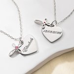 Collier pendentif cœur et ruban croix personnalisé avec gravure nom et pierre de naissance - Cadeau d'anniversaire et  baptême pour les femmes