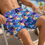 Personalised Hawaiian Tropical Quick Dry Swim Trunks Beach Shorts with Mesh Brief and Photo Beach Party Birthday Holiday Gift for Men
