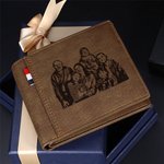 Gepersonaliseerde Leren Portemonnee met Meerdere Kaartgleuven en Gegraveerde 1-12 Namen Vaderdag Verjaardagscadeau voor Papa Opa