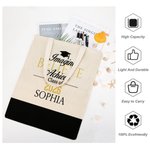 Personalized Imagine Believe Achieve Retro Canvas Tote Bag with Name Graduation Gift for Graduates Seniors