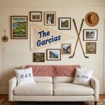 Personalized Multicolour Chenille Embroidery Family Surname Pennant Engagement Wedding Party Gift for Couples Newlyweds