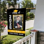 Personlig klass av 2026 Graduation Photo Garden Flag med skolnamn och år Graduation Party Decoration Favor för akademiker