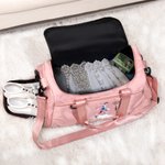 Personalized Ice Skating Girl Birth Flower Multi-compartment Waterproof Weekend Duffle Bag with Shoulder Strap and Name Back to School Gift for Her