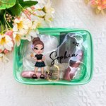 Personalised Portable Y2K Cartoon Girl Makeup Bag with Name Birthday Christmas Friendship Gift for Besties Y2K Lovers