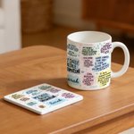 Personalized Daily Bible Affirmations Ceramic Mug with Name and Coaster Birthday Faith Encouragement Baptism Gift for Christian
