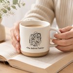 Personalisierte 355 ml Keramiktasse mit Familienfoto im Line-Art und Text für Alltag zum Kaffeetrinken Geburtstag Geschenk für Familie Freunde