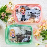 Personalised Portable Y2K Cartoon Girl Makeup Bag with Name Birthday Christmas Friendship Gift for Besties Y2K Lovers
