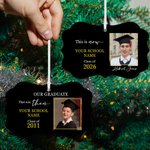 Personalized Ceramic Class of 2026 Name Tag Ornament with Photo and School Name Graduation Gift for Graduates