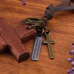 Personalized Adjustable Wooden Cross Necklace with Text Daily Wear Religious Baptism Gift for Christian Woman Man